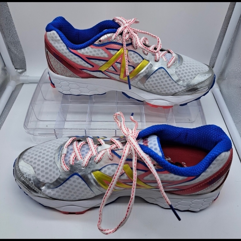 Women's New Balance 1080v4 Running Shoes,Size 9.5,Colors White,Blue,Pink,Silver